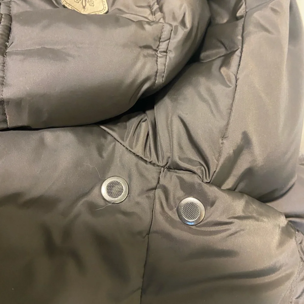 Mackage Black Down Parka Fur Hood Leather Trim - Picture 11 of 11